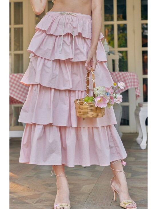 Lacemade Dresses & Skirts - LACEMADE Fleur Poetry pink cotton ruffle skirt